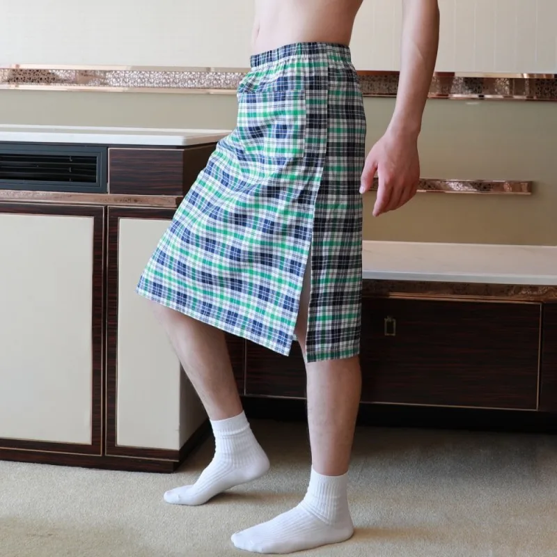 Men Sexy Pajamas Sleep Bottoms Nightwear Bathrobe Culottes British Style Plaid Skirt Short Pants Side Split Pocket Nightdress
Men Sexy Pajamas Sleep Bottoms Nightwear Bathrobe Culottes British Style Plaid Skirt Short Pants Side Split Pocket Nightdress