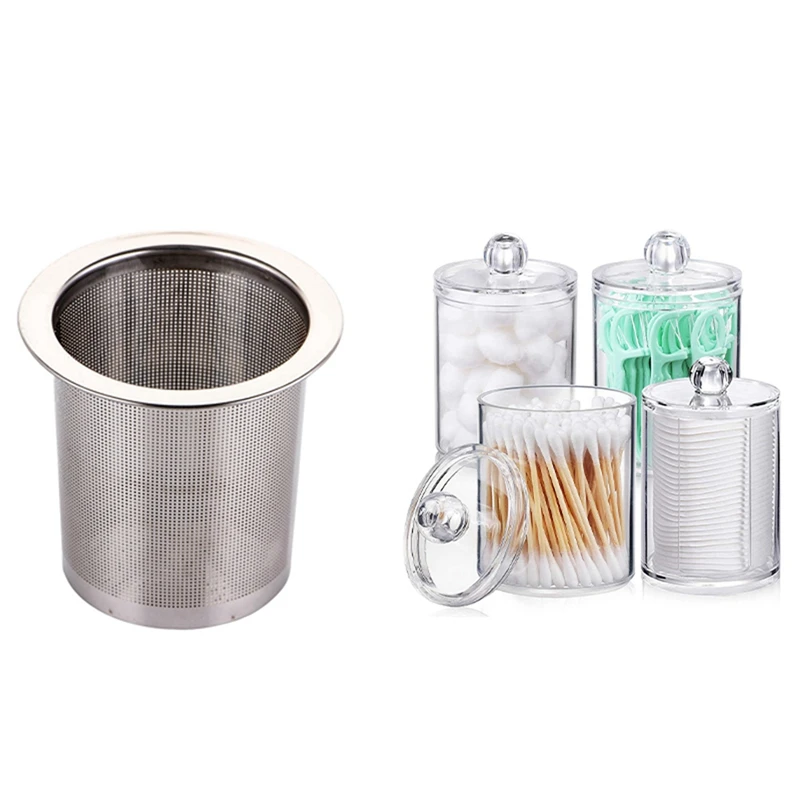 Stainless Steel Tea Filter Screen Teapot Leakage Net With Qtip Holder Dispenser For Cotton Ball, Cotton Swab 
Stainless Steel Tea Filter Screen Teapot Leakage Net With Qtip Holder Dispenser For Cotton Ball, Cotton Swab