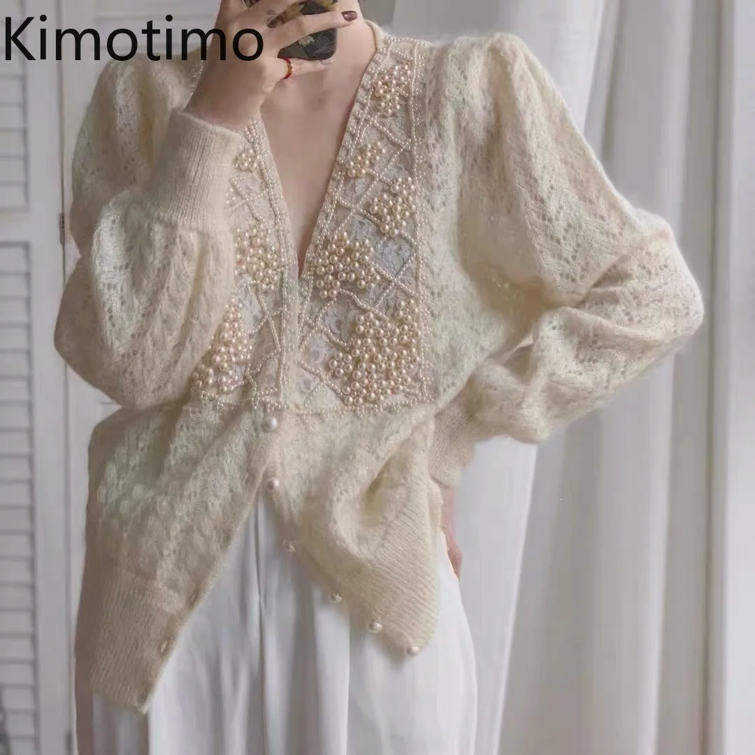 Кардиган Kimotimo женский с жемчугом, свитер в Корейском стиле, темпераментный свободный ажурный жакет с V-образным вырезом и длинным рукавом, о...
Кардиган Kimotimo женский с жемчугом, свитер в Корейском стиле, темпераментный свободный ажурный жакет с V-образным вырезом и длинным рукавом, о...