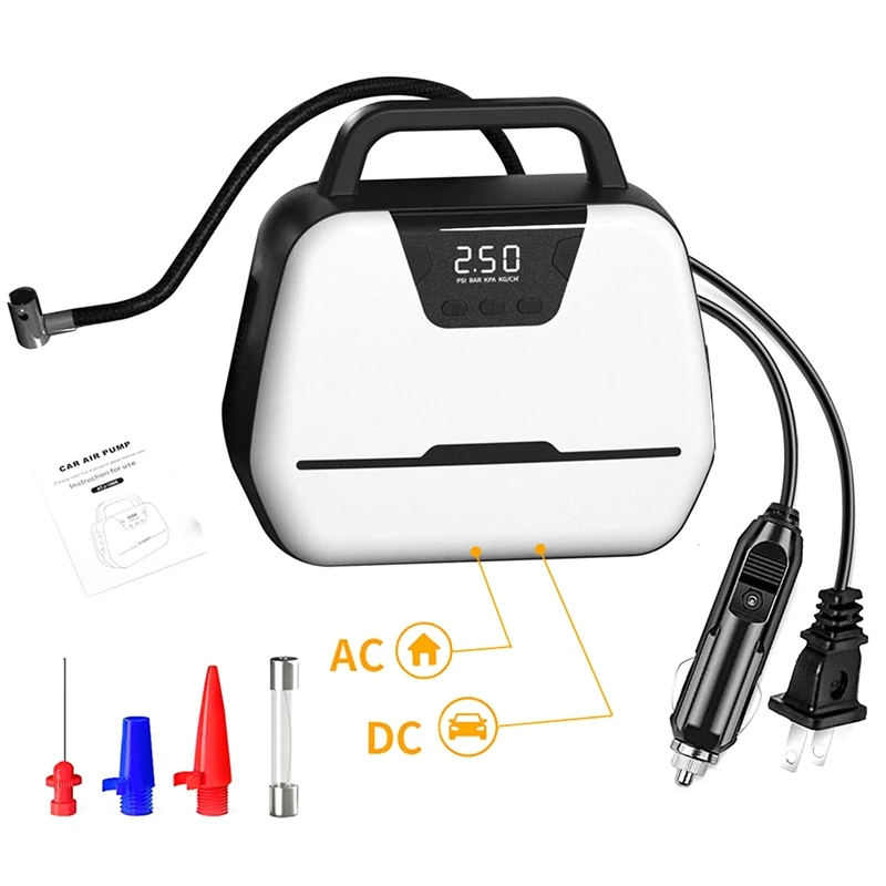 150PSI Air Compressor Car Tire Inflator 120W High Power Digital, for Outdoor Boats,Home,Bicycles,Basketball 110V US Plug
150PSI Air Compressor Car Tire Inflator 120W High Power Digital, for Outdoor Boats,Home,Bicycles,Basketball 110V US Plug