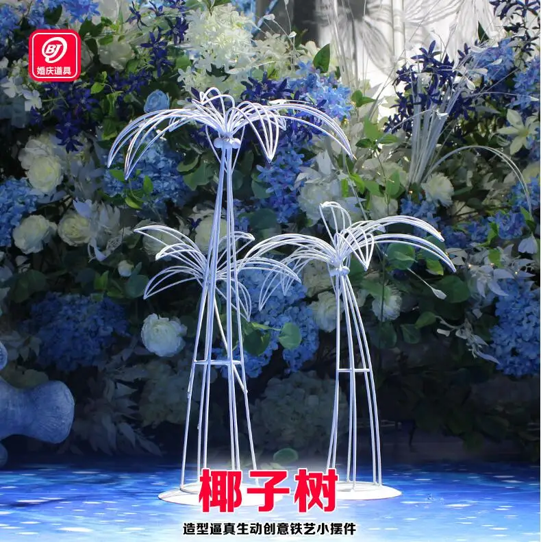 

New wedding props, wrought iron coconut tree table flower pendants, wedding T-stage decoration, road guide, welcome area decorat