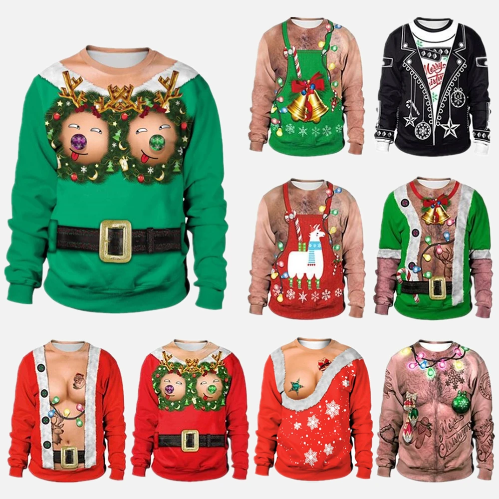 Men's Women's Long Sleeve Round Neck Christmas Sweatshirt Holiday Party Pullover Reindeer Ugly Christmas Sweater Christmas Top
Men's Women's Long Sleeve Round Neck Christmas Sweatshirt Holiday Party Pullover Reindeer Ugly Christmas Sweater Christmas Top