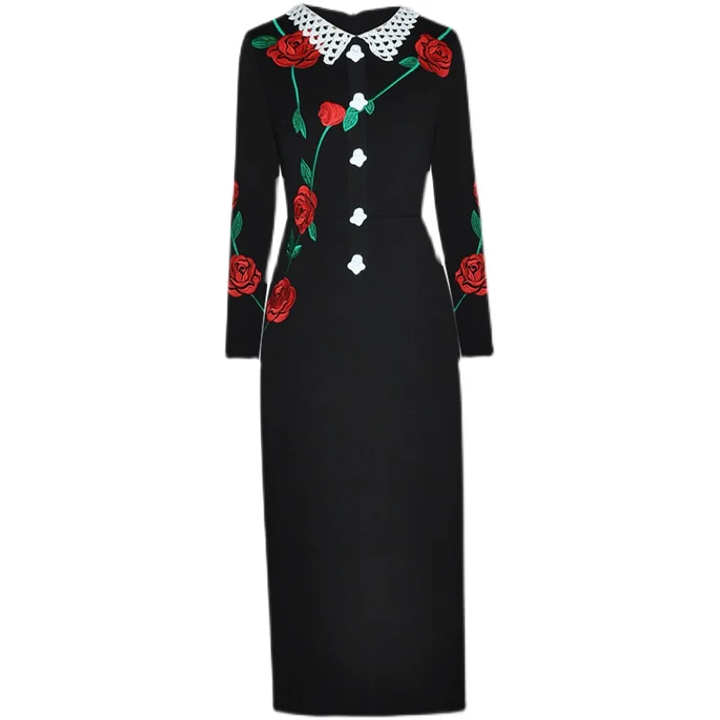 luxurious Dress evening wear Special occasion Dresses women Long sleeve Flowers Embroidered Slim Black Mid-Length Pencil Dress
luxurious Dress evening wear Special occasion Dresses women Long sleeve Flowers Embroidered Slim Black Mid-Length Pencil Dress