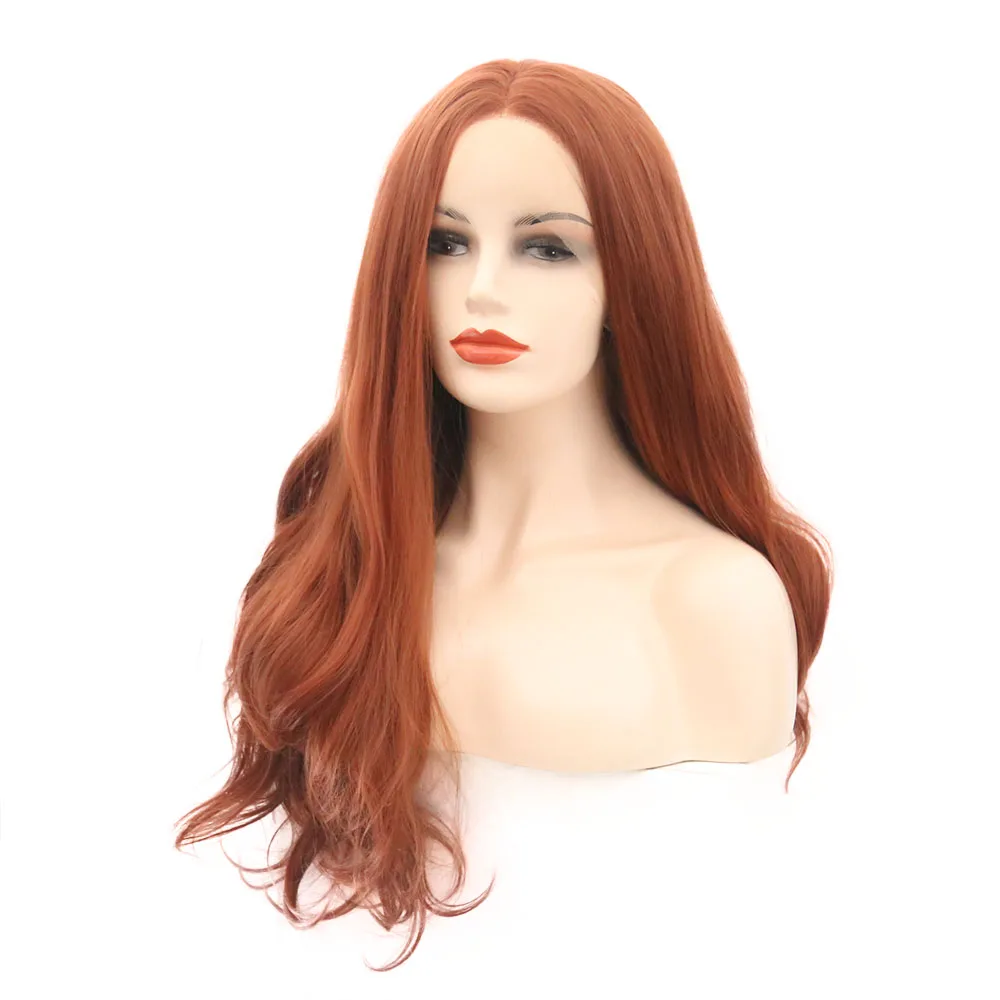 AIMEYA Brown Long Body Wave Synthetic Lace Front Wig for Women Heat Resistant Fiber Hair Natural Wigs Middle Part | Шиньоны и парики