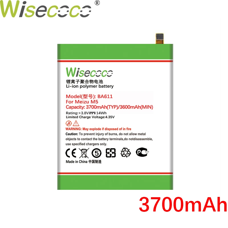 Аккумулятор Wisecoco BA611 3700 мАч для смартфона Meizu M5 5 M611 M611H + номер отслеживания |