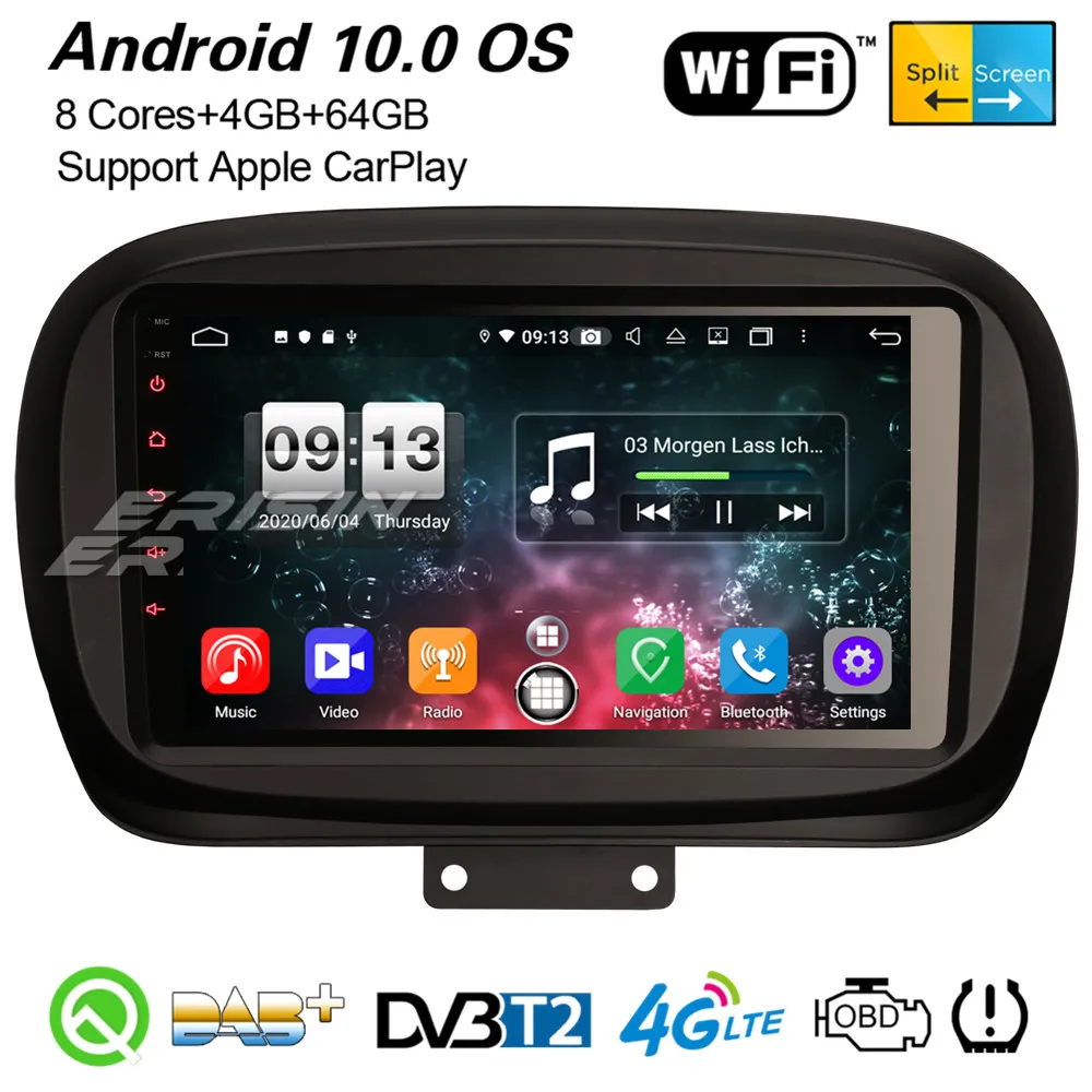 Erisin 8750 9 "Octa Core Android 10 0 Автомобильная стерео Bluetooth DAB + навигация CarPlay DSP DVR DVB T2 WiFi