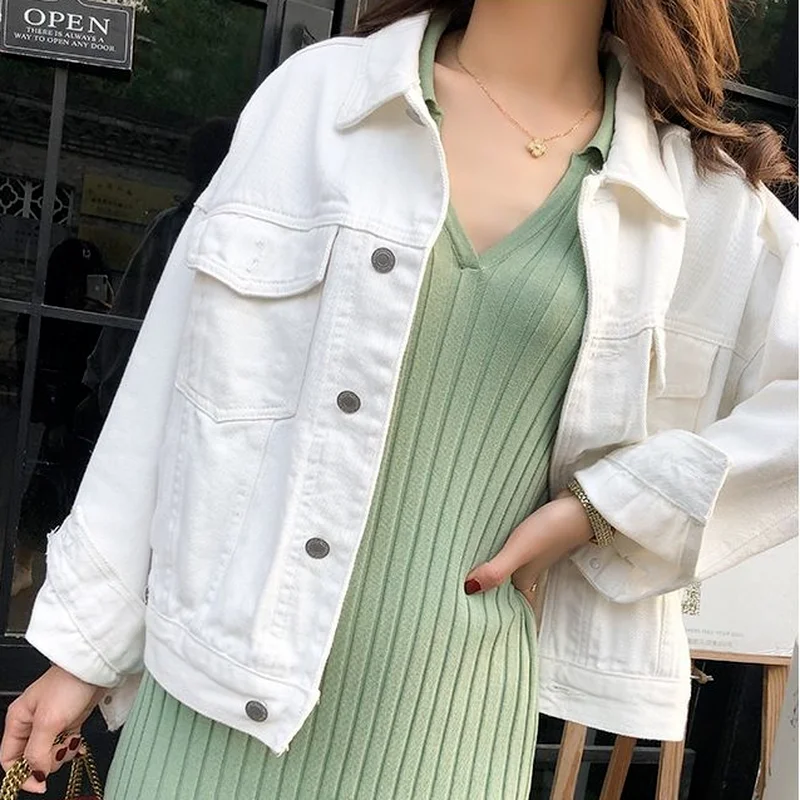 Basic Jackets Women Spring Korean Style Outerwear Solid Casual Pockets Denim Coat Teens New All-match Single Breasted Loose 2021 
Basic Jackets Women Spring Korean Style Outerwear Solid Casual Pockets Denim Coat Teens New All-match Single Breasted Loose 2021