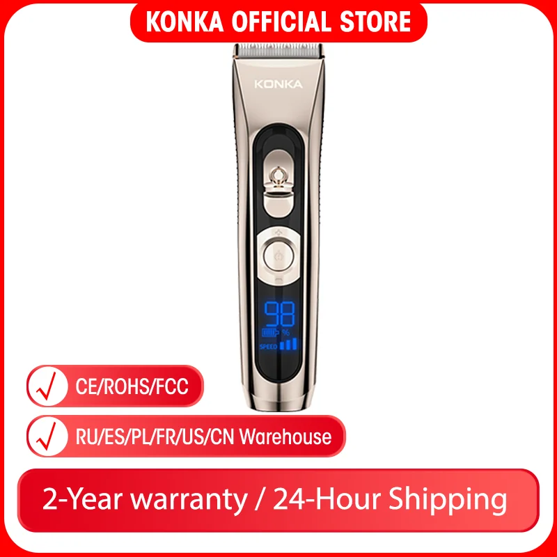 KONKA Hair Clipper Personal Electric Trimmer Men's Rechargeable Strong Power Steel Cutter Head With LED Screen Washable 
KONKA Hair Clipper Personal Electric Trimmer Men's Rechargeable Strong Power Steel Cutter Head With LED Screen Washable