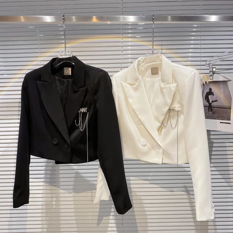 2021 Spring Women Short Blazer New Letter Diamond Chain Brooch Short Suit Jacket Female
2021 Spring Women Short Blazer New Letter Diamond Chain Brooch Short Suit Jacket Female
