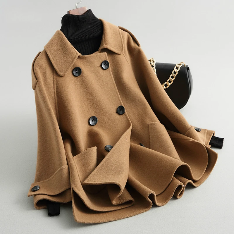 Фото Повседневное Двустороннее пальто Женская однотонная новая осенне-зимняя куртка