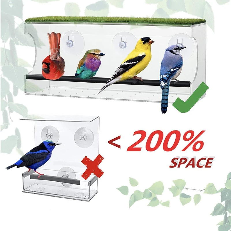 B2RF Window Acrylic Bird Feeder House Strong Suction Cups Clear See Through Turf Roof Bird Feeder for Outside Best Gift Idea
B2RF Window Acrylic Bird Feeder House Strong Suction Cups Clear See Through Turf Roof Bird Feeder for Outside Best Gift Idea