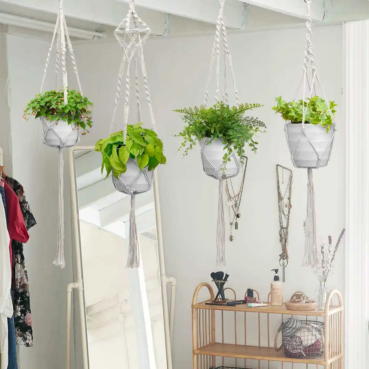 4PCS/Set Handmade Plant Hanger Baskets Flower Pots Holder Balcony Hanging Decoration Knotted Lifting Rope Home Garden Supplies
4PCS/Set Handmade Plant Hanger Baskets Flower Pots Holder Balcony Hanging Decoration Knotted Lifting Rope Home Garden Supplies
