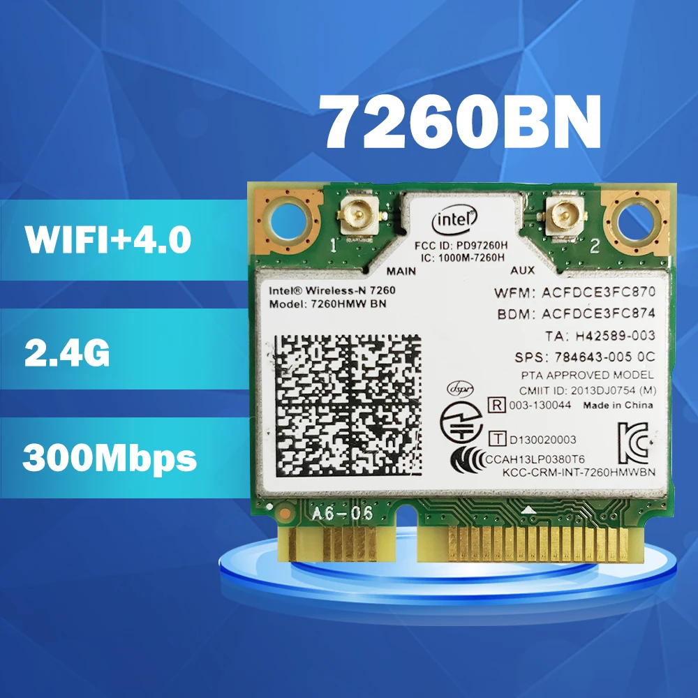 Мини pci-e Wi-Fi карта для Intel Wireless-N 7260 7260HMW 7260BN BT4.0 беспроводная карта
Мини pci-e Wi-Fi карта для Intel Wireless-N 7260 7260HMW 7260BN BT4.0 беспроводная карта
