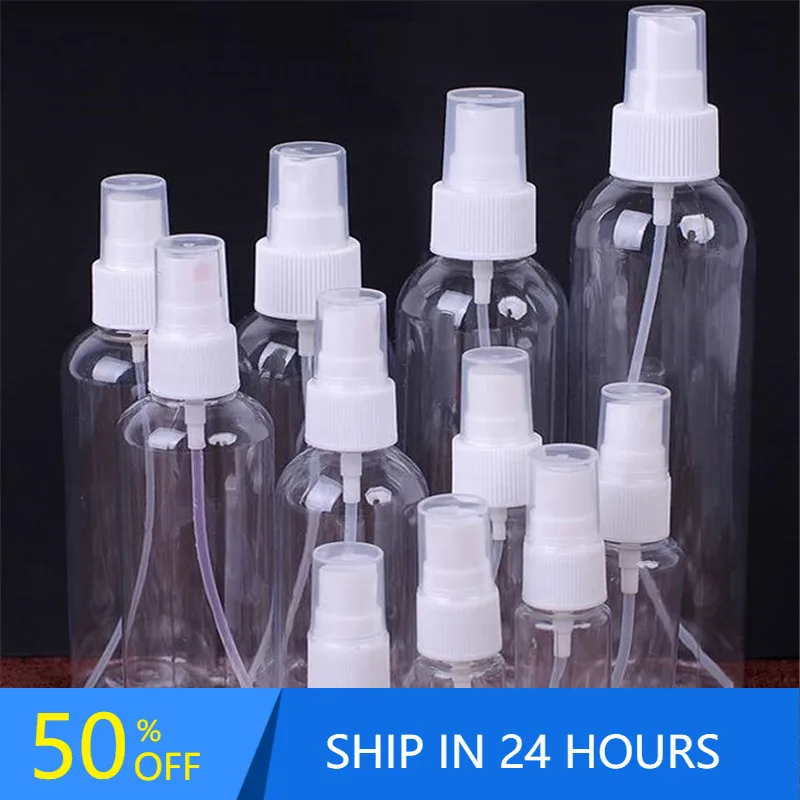 

50pcs/lot 5ml 10ml 20ml 50ml Portable Travel Perfume Bottle Spray Bottles Sample Empty Containers Atomizer Bottle Alcohol 30#