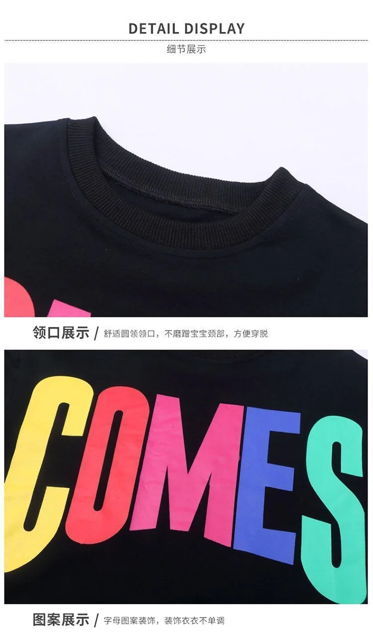 2021 Spring Autumn Girls Clothes Letters T-shirt Tracksuit Loose Hoodie T Shirt + Leggings Stretch Pants 4 5 6 7 8 9 10 12 Years | Детская