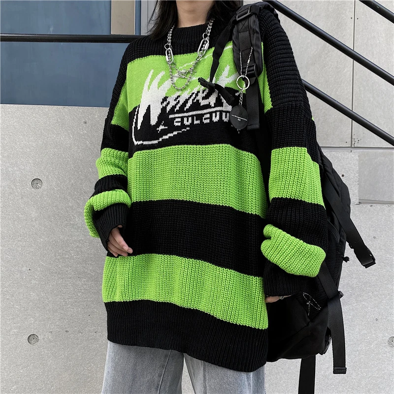 Winter Knitted Sweater Women Letter Print Stripe Sweatshirt Harajuku Pullover Jumper Casual Punk Pull Femme Streetwear Knitwear
Winter Knitted Sweater Women Letter Print Stripe Sweatshirt Harajuku Pullover Jumper Casual Punk Pull Femme Streetwear Knitwear