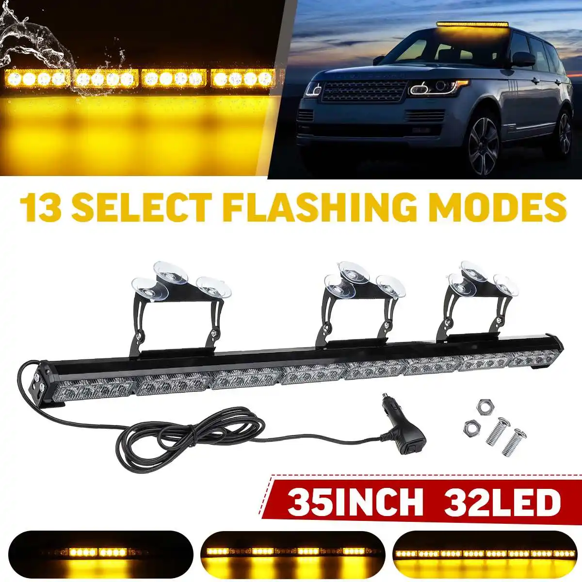 12V Car Truck LED Traffic Advisor Strobe Flashing Light Bar Rainproof Auto Roof Windshield Emergency Hazard Warning Strobe Light
12V Car Truck LED Traffic Advisor Strobe Flashing Light Bar Rainproof Auto Roof Windshield Emergency Hazard Warning Strobe Light