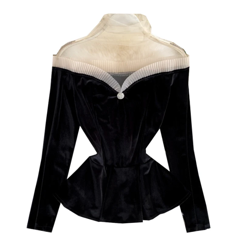 Vintage Ruffles Women Blouse Autumn Witner Mesh Patchwork Long-Sleeved Slim Office Lady Elegant Pulls Tops
Vintage Ruffles Women Blouse Autumn Witner Mesh Patchwork Long-Sleeved Slim Office Lady Elegant Pulls Tops