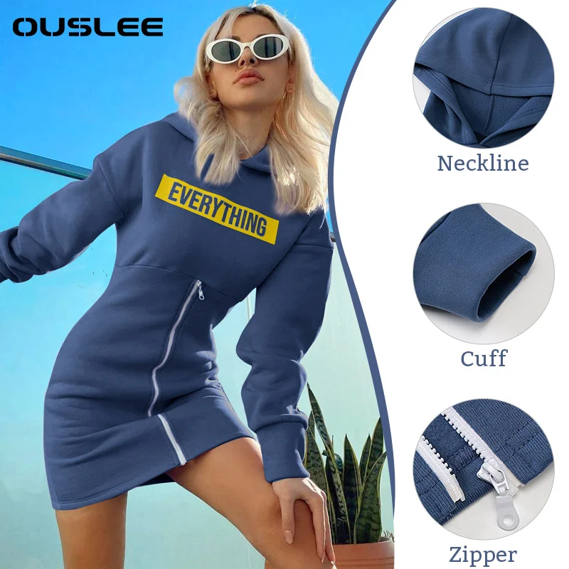 OUSLEE Spring Autumn Long-sleeved Hooded Dress Women Casual Letters Zipper Sweatshirt Dresses Female Vesdies De Mujer Streetwear
OUSLEE Spring Autumn Long-sleeved Hooded Dress Women Casual Letters Zipper Sweatshirt Dresses Female Vesdies De Mujer Streetwear