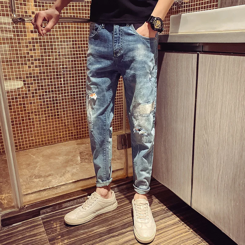 Summer Casual Broken Hole Pencil Jeans for Men 2021 Stretch Denim Classic Slim Ankle-length Jean Vintage Fashion Male Clothing
Summer Casual Broken Hole Pencil Jeans for Men 2021 Stretch Denim Classic Slim Ankle-length Jean Vintage Fashion Male Clothing