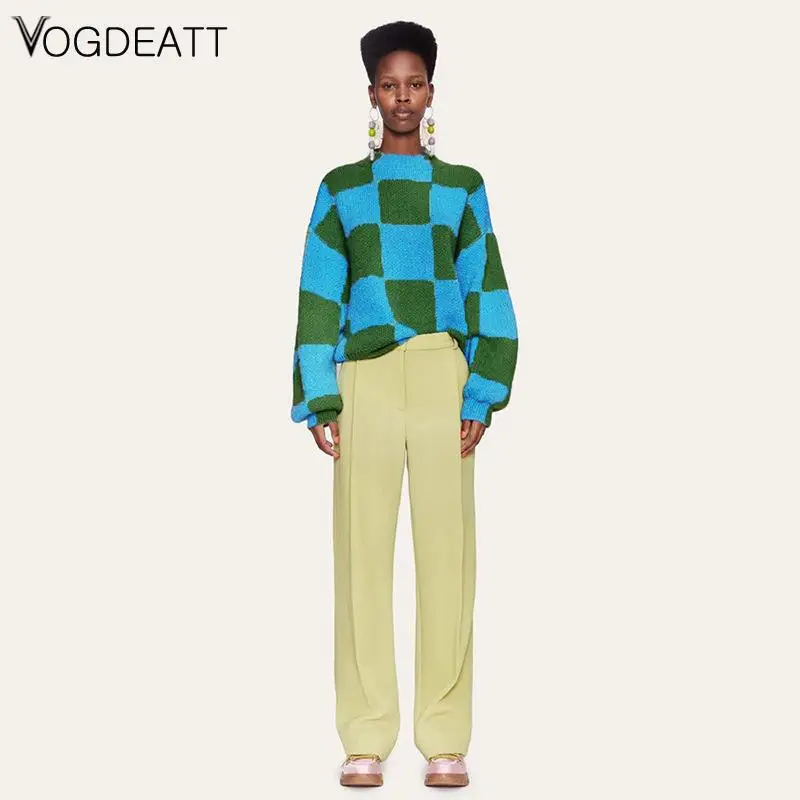 2021 Autumn Fashion Checkerboard Sweater Round Neck Plaid Contrast Loose Casual Pullover For Women Daily Street Commuting Wear
2021 Autumn Fashion Checkerboard Sweater Round Neck Plaid Contrast Loose Casual Pullover For Women Daily Street Commuting Wear