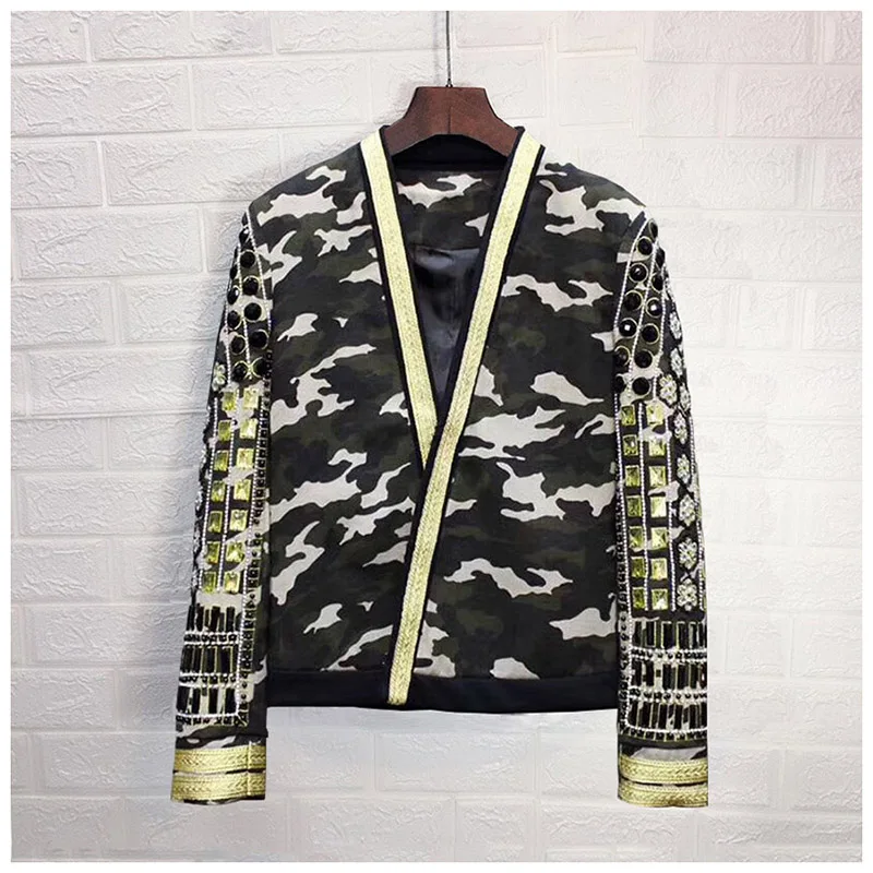 Heavy industry diamond-encrusted embroidery camouflage jacket jacket new ds dance costumes
Heavy industry diamond-encrusted embroidery camouflage jacket jacket new ds dance costumes