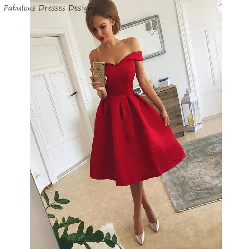 Red Sweetheart Knee Length Prom Dresses 2020 Off The Shoulder A Line Evening Dress Party For Women Cheap Vestido De Festa 
Red Sweetheart Knee Length Prom Dresses 2020 Off The Shoulder A Line Evening Dress Party For Women Cheap Vestido De Festa