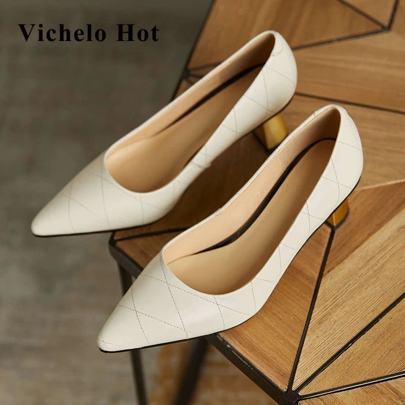 Vichelo Hot European style big size genuine leather pointed toe high heels simple design beauty lady leisure women pumps L9f4
Vichelo Hot European style big size genuine leather pointed toe high heels simple design beauty lady leisure women pumps L9f4