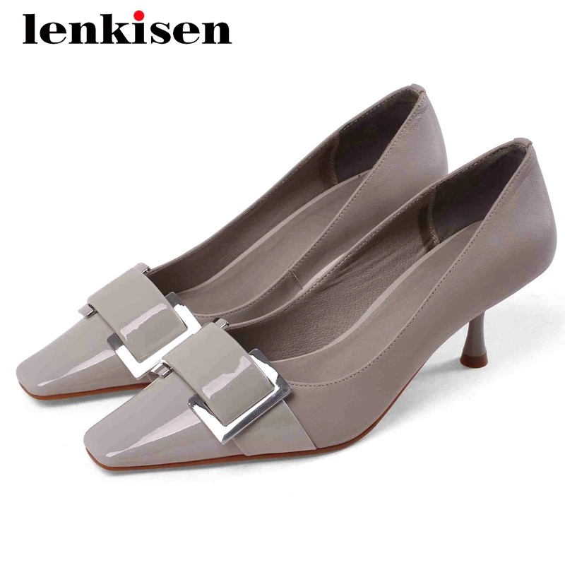 Lenkisen high street fashion sheep leather metal decorations small square toe thin high heel slip on office lady women pumps L12
Lenkisen high street fashion sheep leather metal decorations small square toe thin high heel slip on office lady women pumps L12