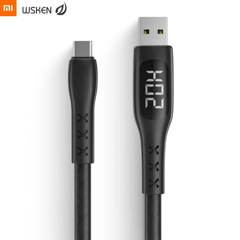 Xiaomi Mijia WSKEN USB 2 0 type C кабель зарядного устройства экран Отображение тока
