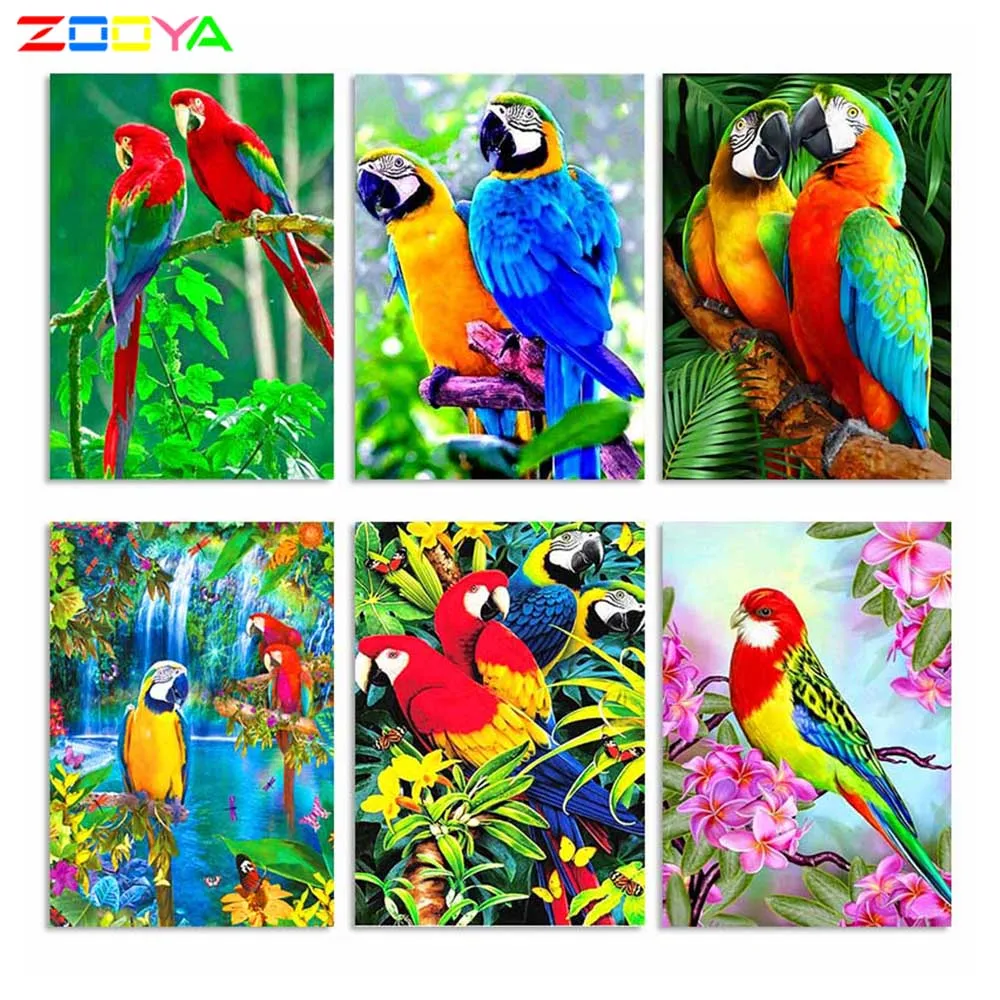 ZOOYA 5D DIY Полная алмазная живопись попугай Смола кристальная Алмазная вышивка