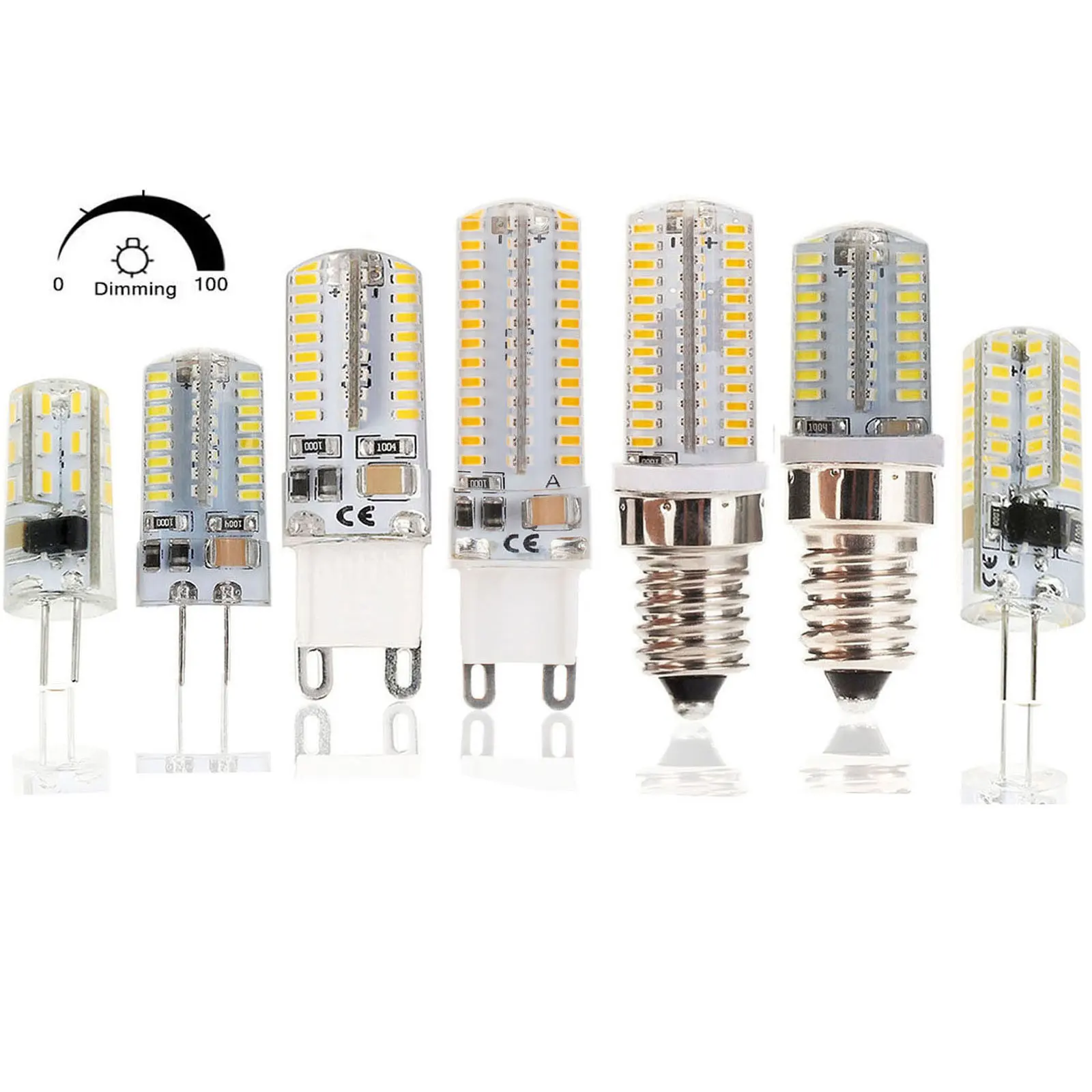 

Dimmable Corn Bulb Silicone LED Lamps SMD-3014 G9 E12 E14 G4 BA15D Energy Saving Replace Halogen Lamp AC 110V 220V