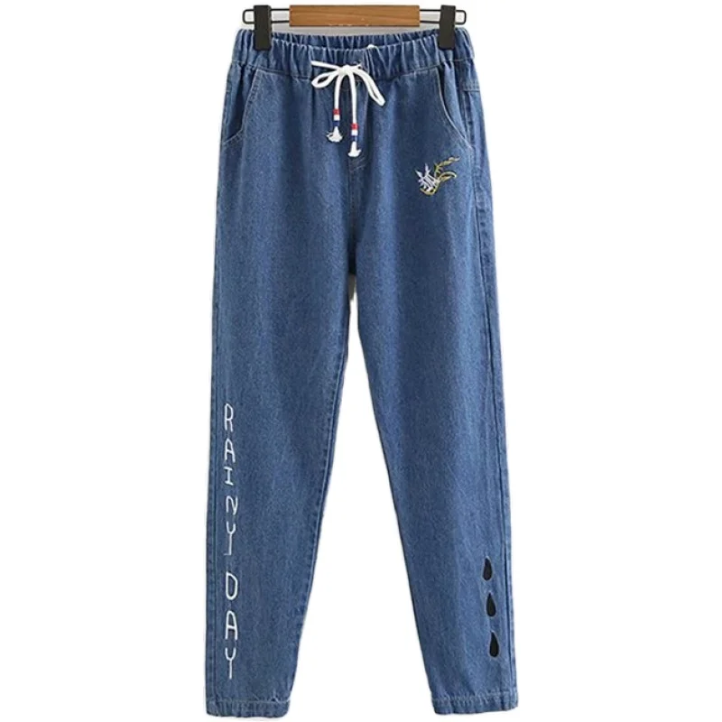 Women Embroidery Jeans Streetwear Pockets Denim Harem Pants 2018 Autumn Hight Waist Full-Length Capris For Female Blue Trousers
Women Embroidery Jeans Streetwear Pockets Denim Harem Pants 2018 Autumn Hight Waist Full-Length Capris For Female Blue Trousers