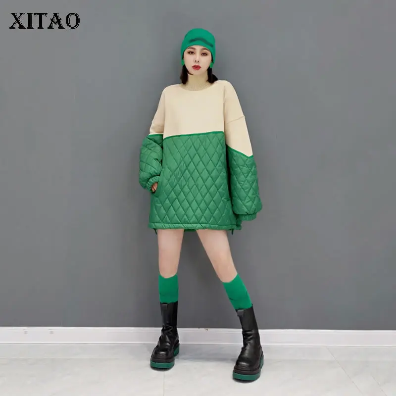 XITAO New Casual Parka Contrast Color Knitting Splicing Quilted Pullover Top 2021 Winter Fashion Turtleneck Loose LDS0047 
XITAO New Casual Parka Contrast Color Knitting Splicing Quilted Pullover Top 2021 Winter Fashion Turtleneck Loose LDS0047