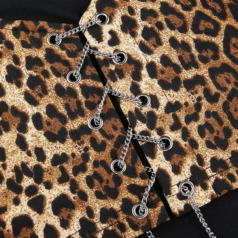 Women's Long Sleeve High Neck T-Shirt Leopard Print Fake 2-Piece Tops Slim and Open Navel Top
Women's Long Sleeve High Neck T-Shirt Leopard Print Fake 2-Piece Tops Slim and Open Navel Top