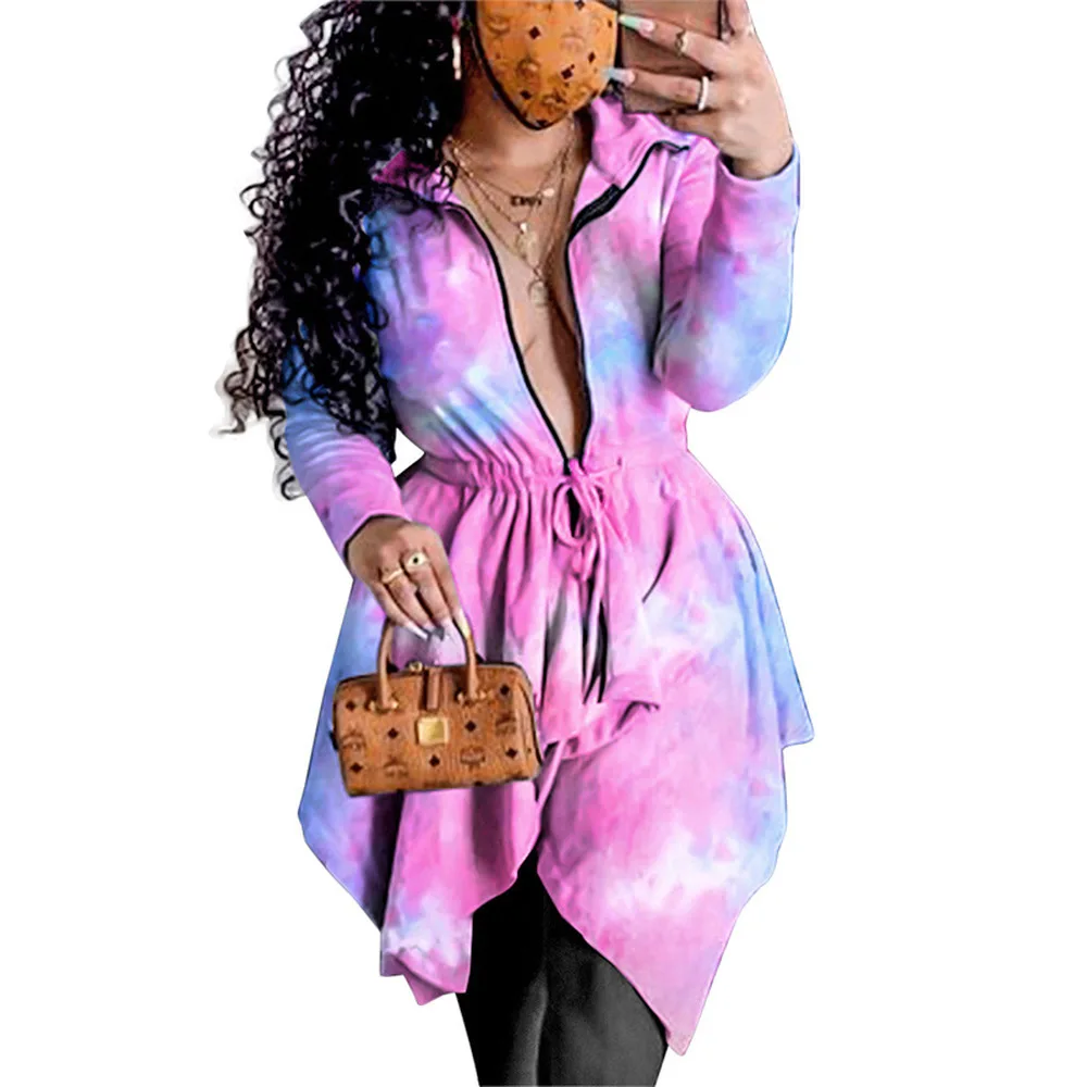 Elastic Waist Drawstring Womenm Irregular Dress Autumn Turn Down Collar Full Sleeve Vestidos Fashion Tie Dye Print Mini Dresses
Elastic Waist Drawstring Womenm Irregular Dress Autumn Turn Down Collar Full Sleeve Vestidos Fashion Tie Dye Print Mini Dresses