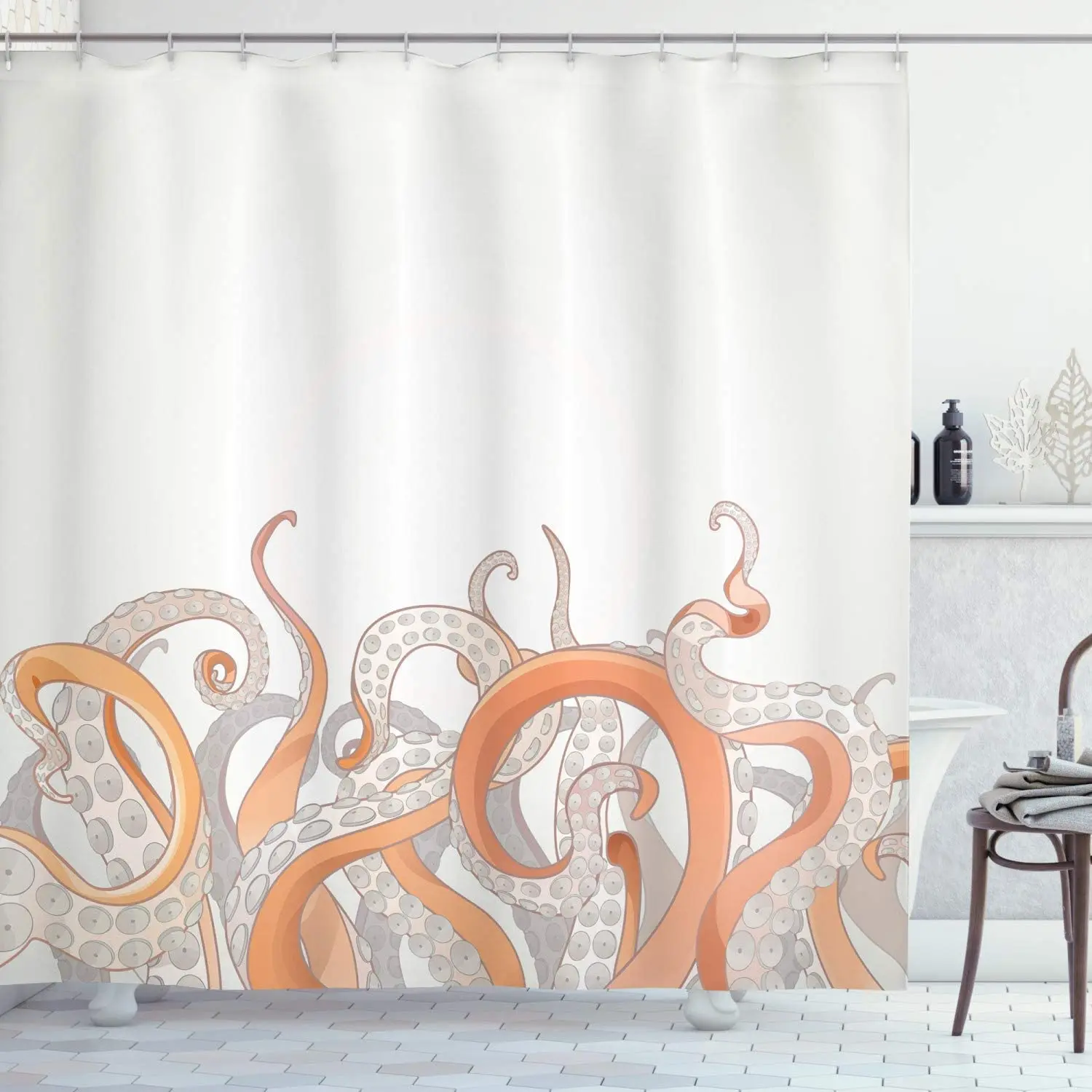 Octopus Shower Curtain Tentacles Background Underwater Nature Sea Creatures Nautical Cloth Bathroom Decor with Hooks Orange Grey
Octopus Shower Curtain Tentacles Background Underwater Nature Sea Creatures Nautical Cloth Bathroom Decor with Hooks Orange Grey