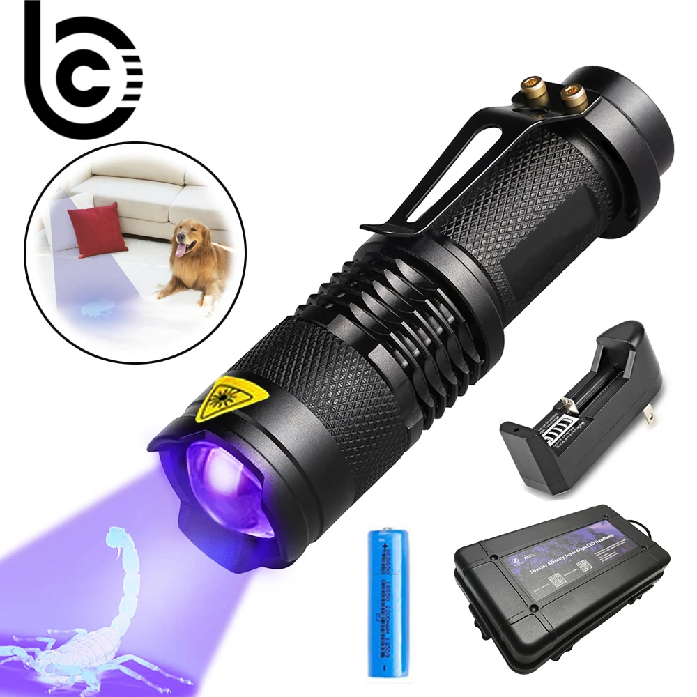 UV Flashlight Ultra Violet Light With Zoom Function Mini UV Black Light Pet Urine Stains Detector Scorpion Use AA/14500 battery
UV Flashlight Ultra Violet Light With Zoom Function Mini UV Black Light Pet Urine Stains Detector Scorpion Use AA/14500 battery