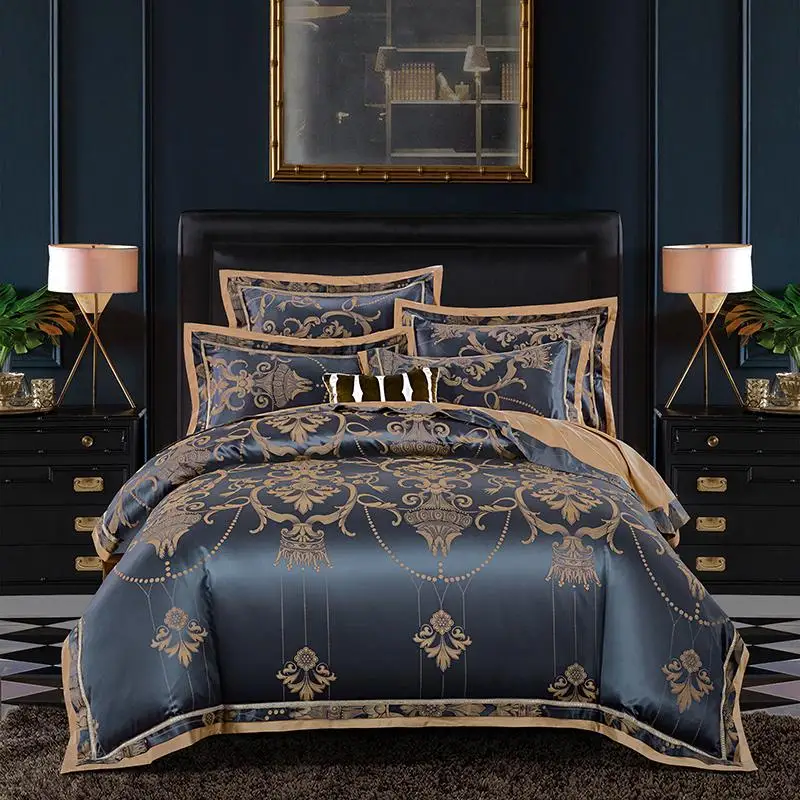 New Luxury Silk Jacquard Duvet Cover set 4/6Pcs Queen king size Bedding Set Ultra Soft Cotton Bedsheet linen set Pillowcase 
New Luxury Silk Jacquard Duvet Cover set 4/6Pcs Queen king size Bedding Set Ultra Soft Cotton Bedsheet linen set Pillowcase