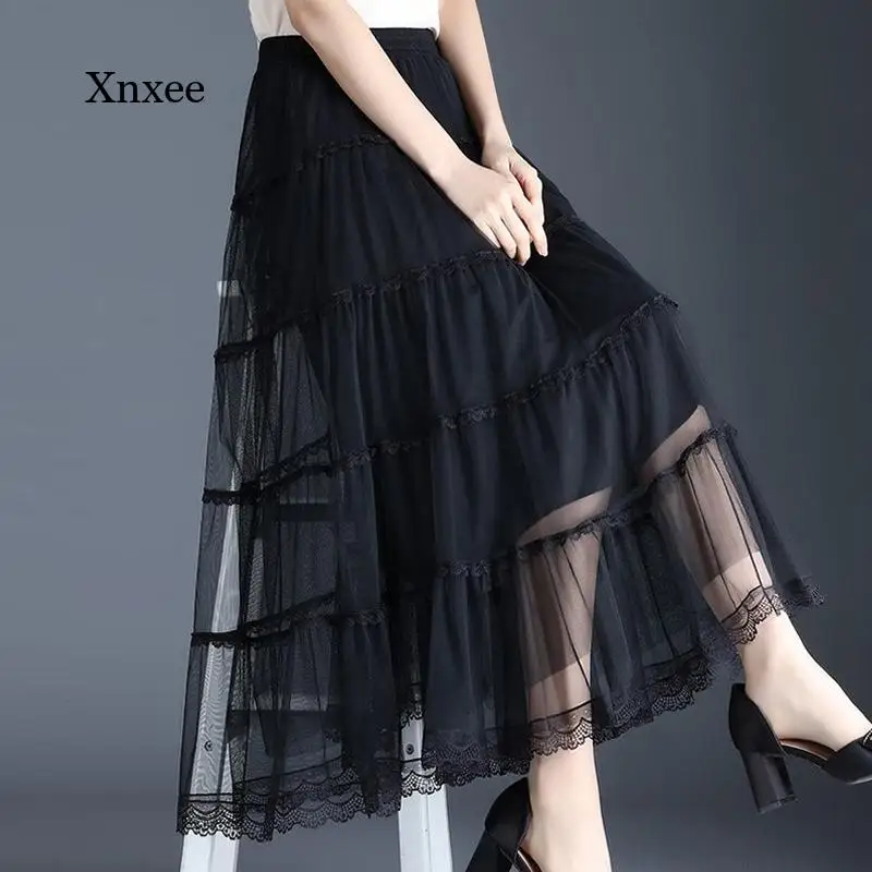 Женская Тюлевая юбка А-силуэта, летняя тонкая сетчатая юбка средней длины в стиле пэчворк, 2021 
Женская Тюлевая юбка А-силуэта, летняя тонкая сетчатая юбка средней длины в стиле пэчворк, 2021