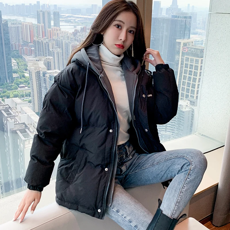 Winter Women Down Cotton Jackets Coats 2021 New Korean Solid Parkas Thick Casual Warm Fake Two Piece Hooded Overcoat
Winter Women Down Cotton Jackets Coats 2021 New Korean Solid Parkas Thick Casual Warm Fake Two Piece Hooded Overcoat