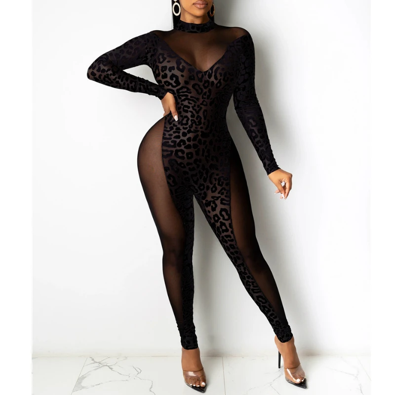 Women Sexy Street Club Rompers Mesh Perspective V Neck Velvet Leopard Print Patchwork Jumpsuits Full Sleeve Slim Overall Clothes
Women Sexy Street Club Rompers Mesh Perspective V Neck Velvet Leopard Print Patchwork Jumpsuits Full Sleeve Slim Overall Clothes