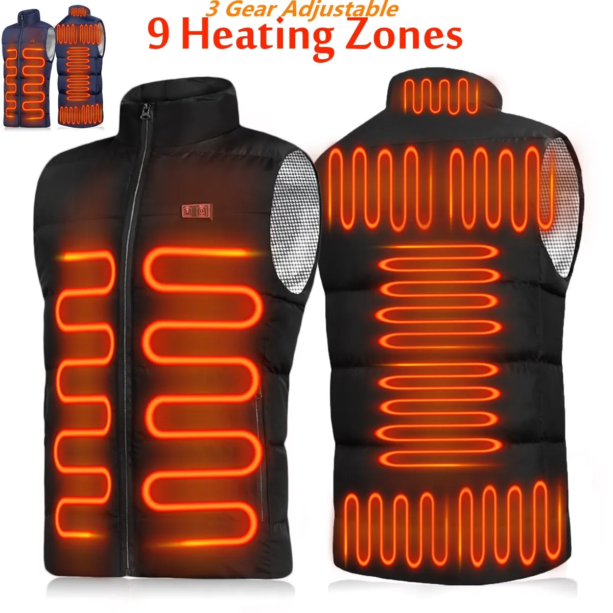 Electric Heated Vest Jackets Men Women's 9 Heated Zones Graphene Sportswear USB Heating Heat Coat Camping Waterproof Down Jacket
Electric Heated Vest Jackets Men Women's 9 Heated Zones Graphene Sportswear USB Heating Heat Coat Camping Waterproof Down Jacket