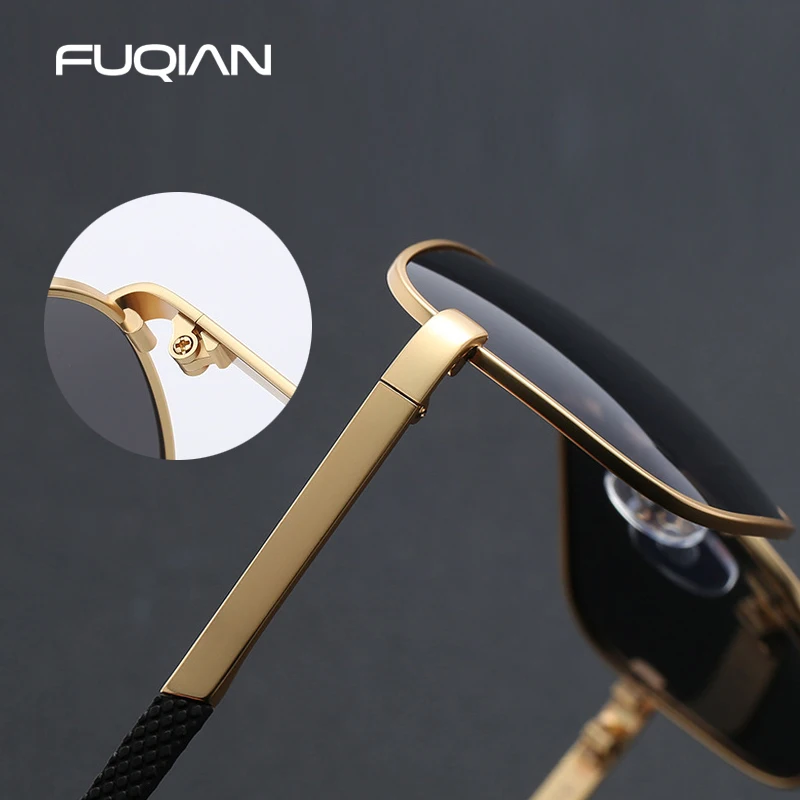 FUQIAN Brand Design Light Weight TR90 Men Polarized Sunglass Vintage Metal Frame Driving Sun Glasses Mirror Blue Eyewear | Аксессуары