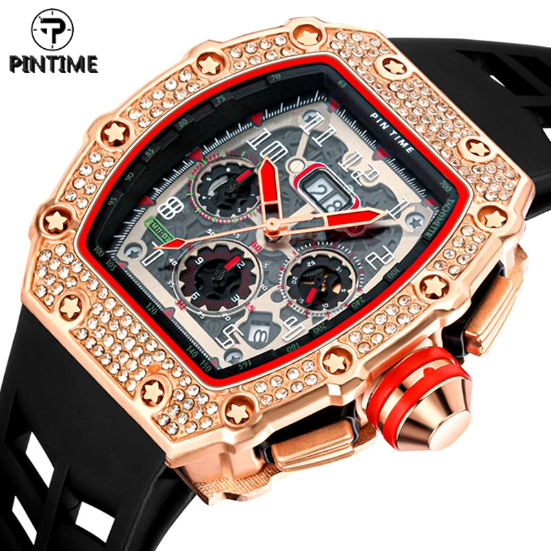 PINTIME Quartz Watch Men Luxury Chronograph Hip Hop Watches Military Man Mens Sliver Wrist Watch Clock Male zegarek meski montre
PINTIME Quartz Watch Men Luxury Chronograph Hip Hop Watches Military Man Mens Sliver Wrist Watch Clock Male zegarek meski montre
