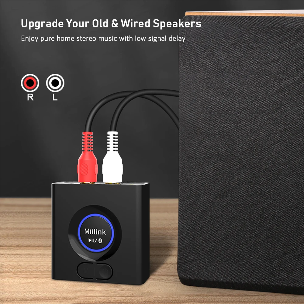 1Mii ML200 Bluetooth-совместимый приемник 5 0 с поддержкой басов 2RCA/3 мм AUX адаптер BT для