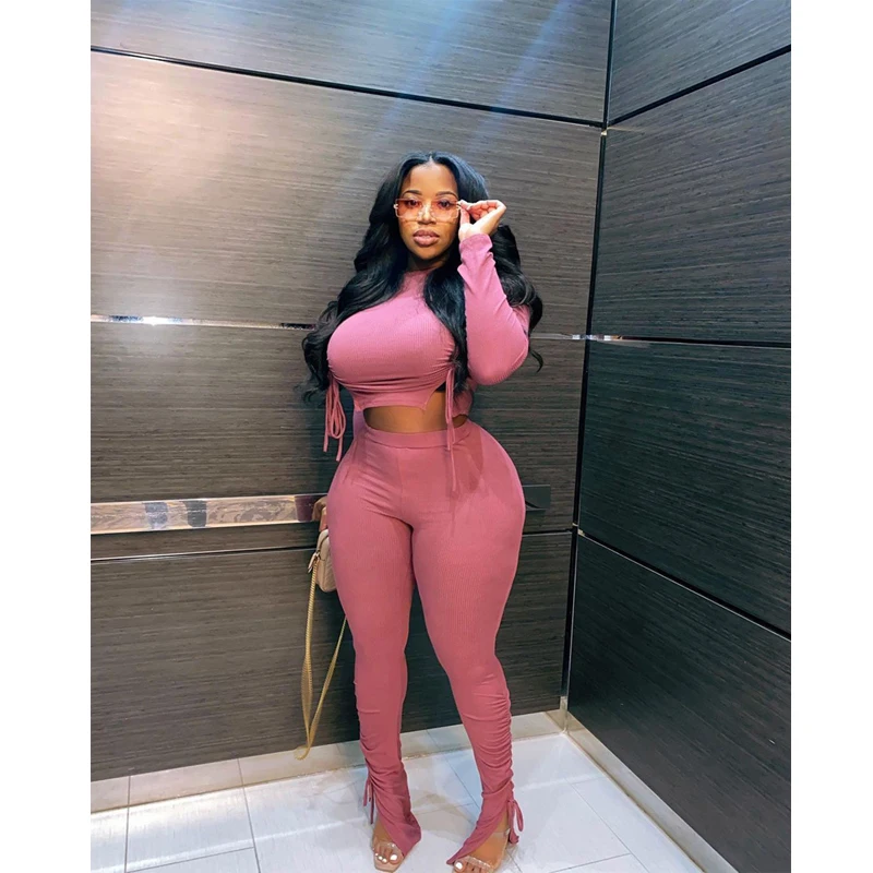 TNNAOFF Plus Size Solid Rib 2 Piece Set for Women Long Sleeve O-neck T Shirt Sexy Stacked Flare Pants Lounge Wear Matching Sets
TNNAOFF Plus Size Solid Rib 2 Piece Set for Women Long Sleeve O-neck T Shirt Sexy Stacked Flare Pants Lounge Wear Matching Sets
