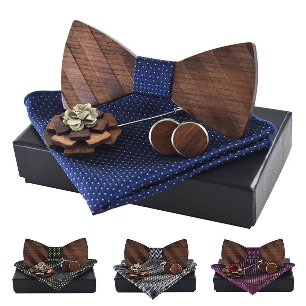 Adjustable Hanky Handkerchief Classic Square Wedding Box Elegant Bowtie Carved Fashion Pocekt Gift Party Tie Cufflink Sets | Аксессуары