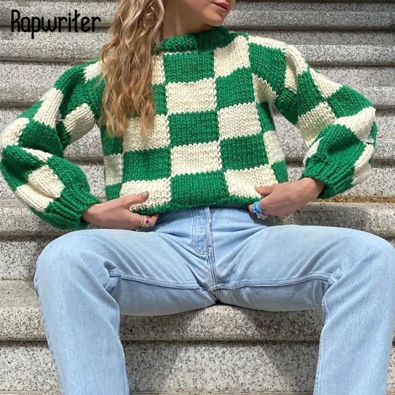 Rapwriter Vinatge Plaid Sweater Harajuku Green Knitted Jumper Winter Oversized Pullover Women England Preppy Sweater Street
Rapwriter Vinatge Plaid Sweater Harajuku Green Knitted Jumper Winter Oversized Pullover Women England Preppy Sweater Street