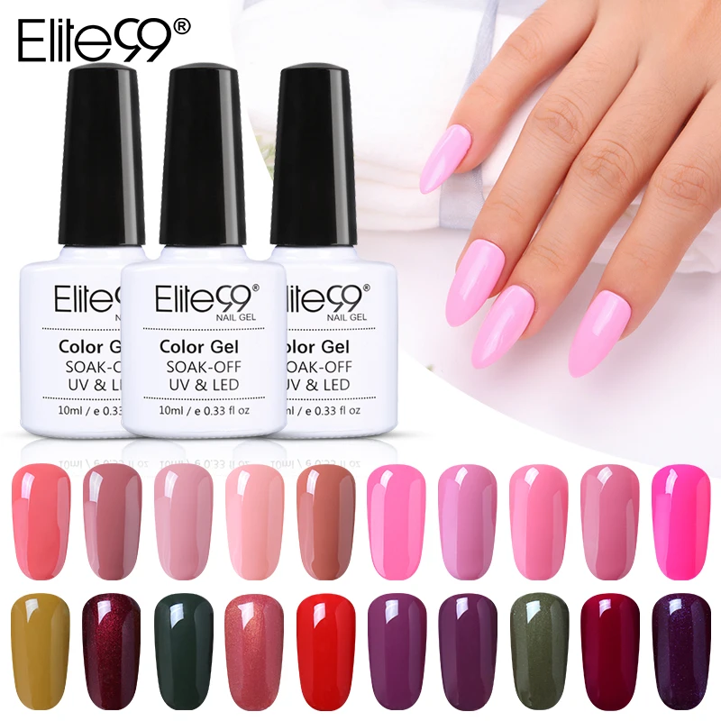 Elite99 Гель лак Набор UV Vernis Полупостоянный праймер верхнее покрытие 10 мл телесный